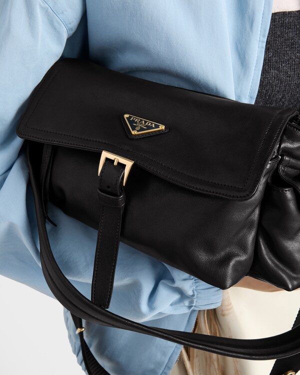 Prada Explore medium nappa leather shoulder bag with flap - Black Prada Explore medium nappa leather shoulder bag with flap - Black