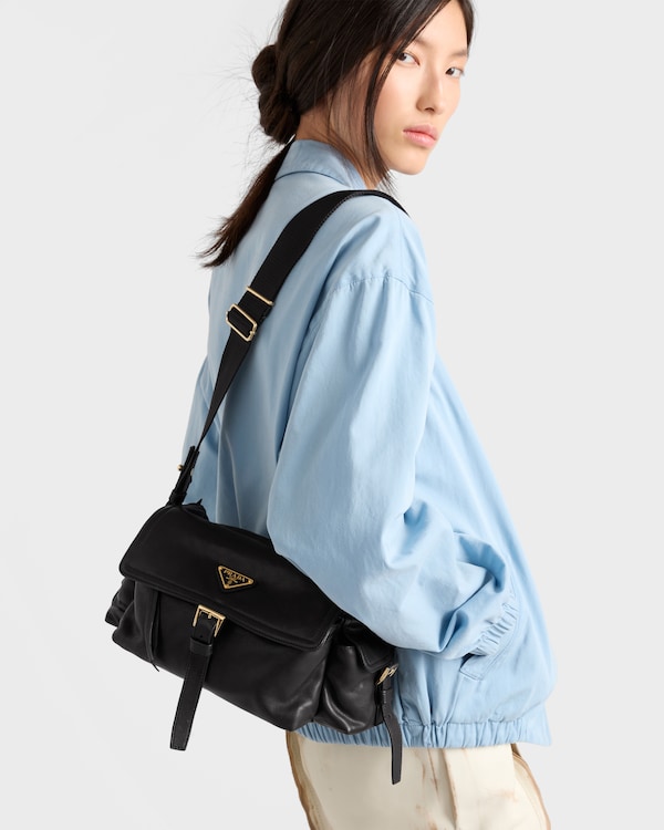 Prada Explore medium nappa leather shoulder bag with flap - Black Prada Explore medium nappa leather shoulder bag with flap - Black