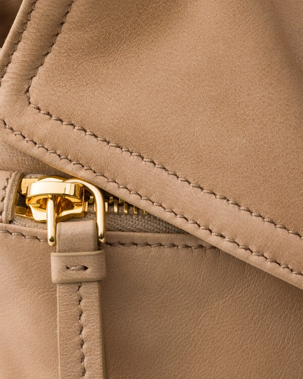 Prada Explore medium nappa leather shoulder bag with flap - Sand Beige Prada Explore medium nappa leather shoulder bag with flap - Sand Beige