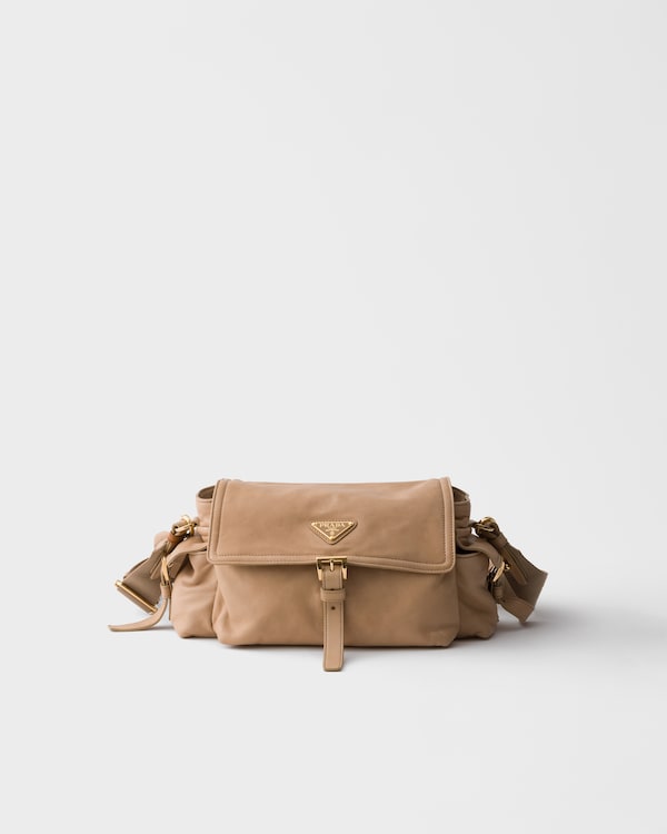 Prada Explore medium nappa leather shoulder bag with flap - Sand Beige Prada Explore medium nappa leather shoulder bag with flap - Sand Beige