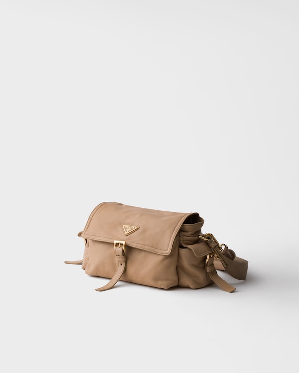Prada Explore medium nappa leather shoulder bag with flap - Sand Beige Prada Explore medium nappa leather shoulder bag with flap - Sand Beige