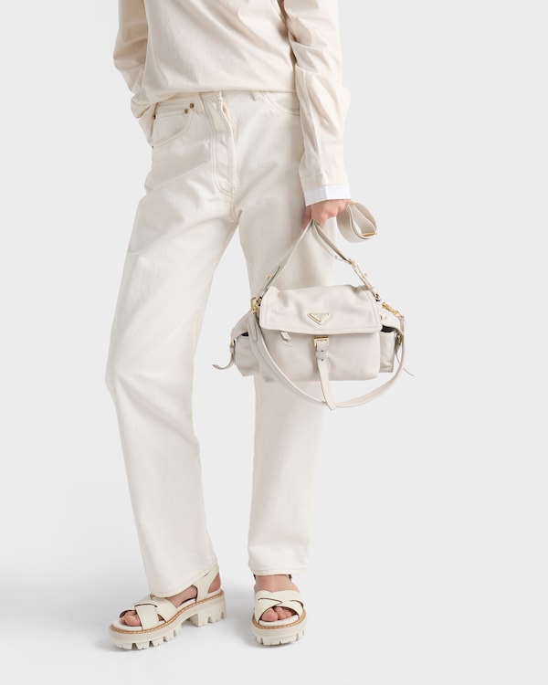 Prada Explore medium nappa leather shoulder bag with flap - Chalk White Prada Explore medium nappa leather shoulder bag with flap - Chalk White