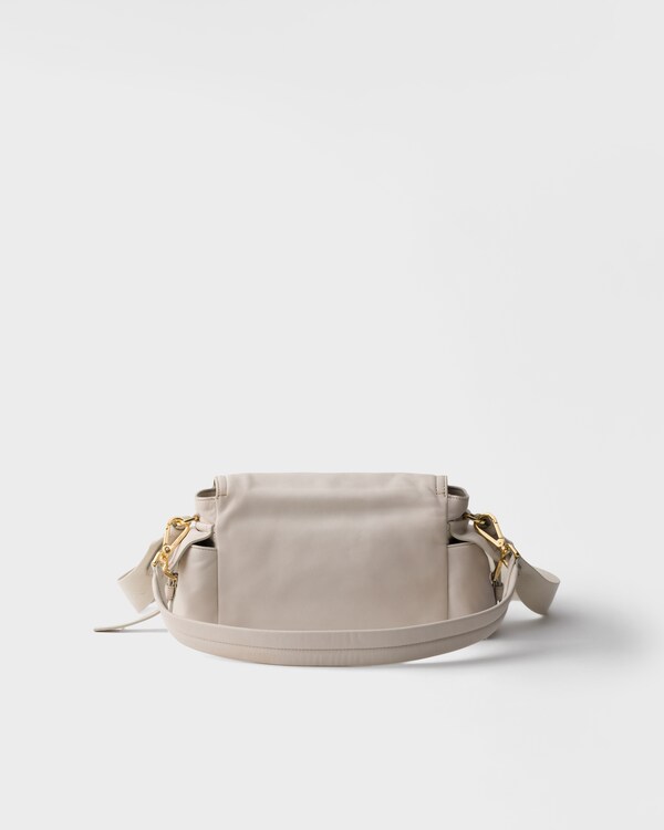 Prada Explore medium nappa leather shoulder bag with flap - Chalk White Prada Explore medium nappa leather shoulder bag with flap - Chalk White
