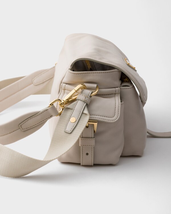 Prada Explore medium nappa leather shoulder bag with flap - Chalk White Prada Explore medium nappa leather shoulder bag with flap - Chalk White