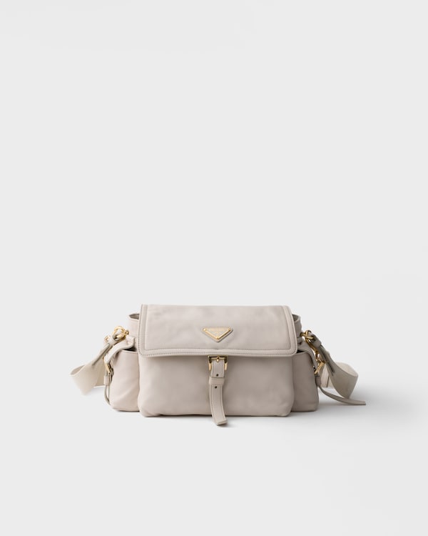 Prada Explore medium nappa leather shoulder bag with flap - Chalk White Prada Explore medium nappa leather shoulder bag with flap - Chalk White