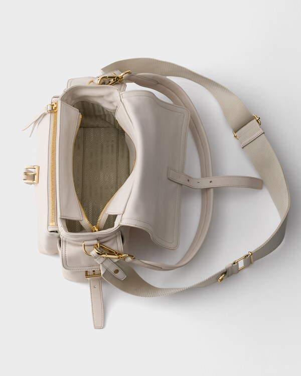Prada Explore medium nappa leather shoulder bag with flap - Chalk White Prada Explore medium nappa leather shoulder bag with flap - Chalk White
