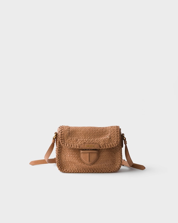 Woven leather mini shoulder bag - Sand Beige Woven leather mini shoulder bag - Sand Beige