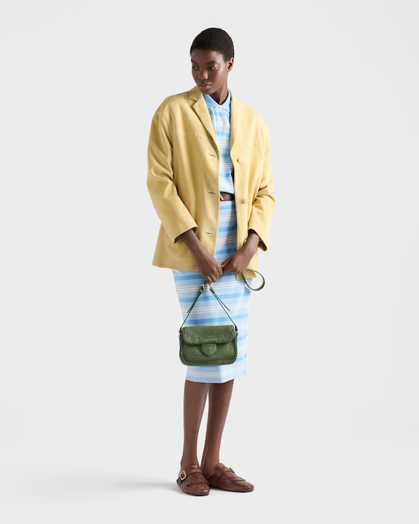Woven leather mini shoulder bag - Aquamarine Woven leather mini shoulder bag - Aquamarine