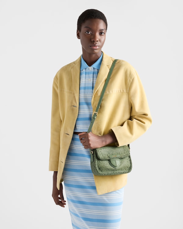 Woven leather mini shoulder bag - Aquamarine Woven leather mini shoulder bag - Aquamarine