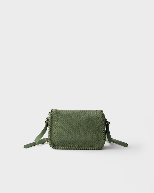 Woven leather mini shoulder bag - Aquamarine Woven leather mini shoulder bag - Aquamarine