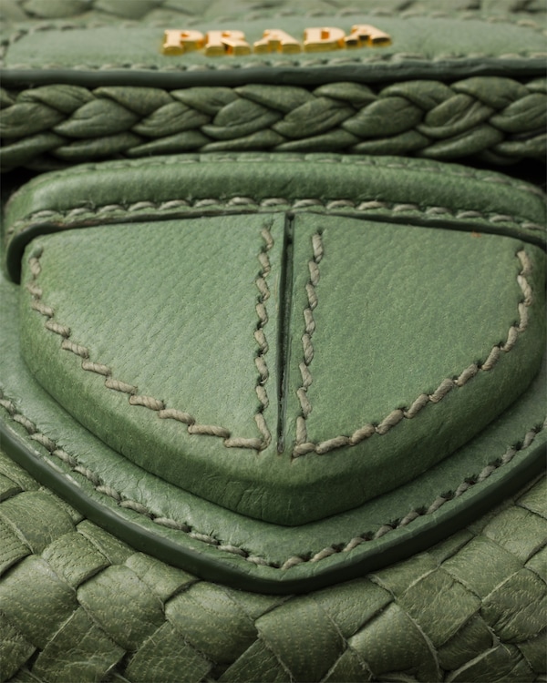 Woven leather mini shoulder bag - Aquamarine Woven leather mini shoulder bag - Aquamarine