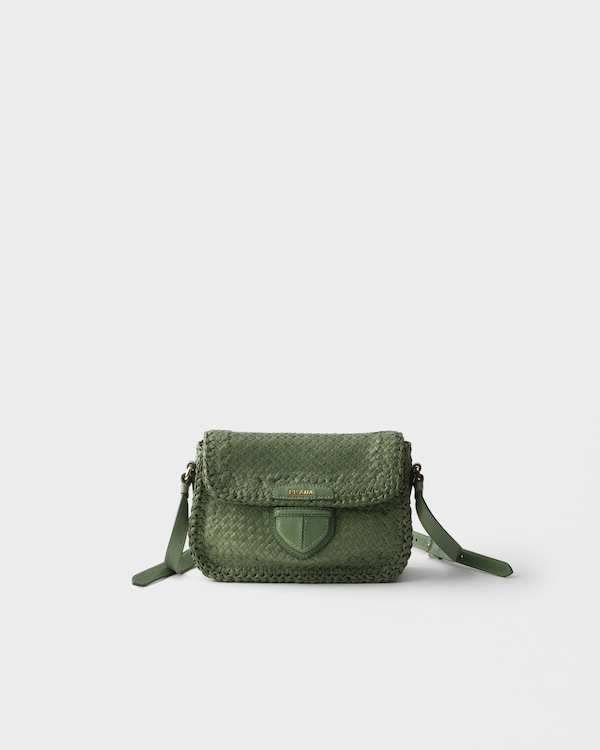 Woven leather mini shoulder bag - Aquamarine Woven leather mini shoulder bag - Aquamarine