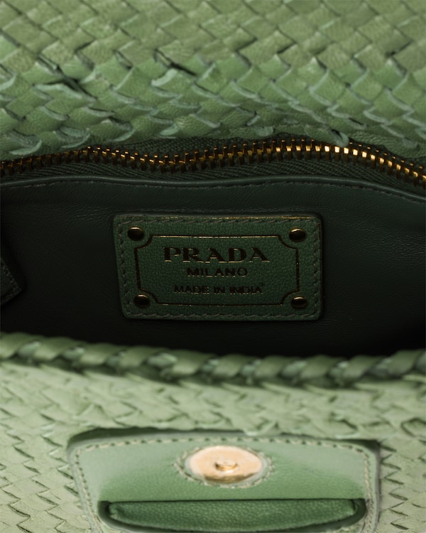 Woven leather mini shoulder bag - Aquamarine Woven leather mini shoulder bag - Aquamarine