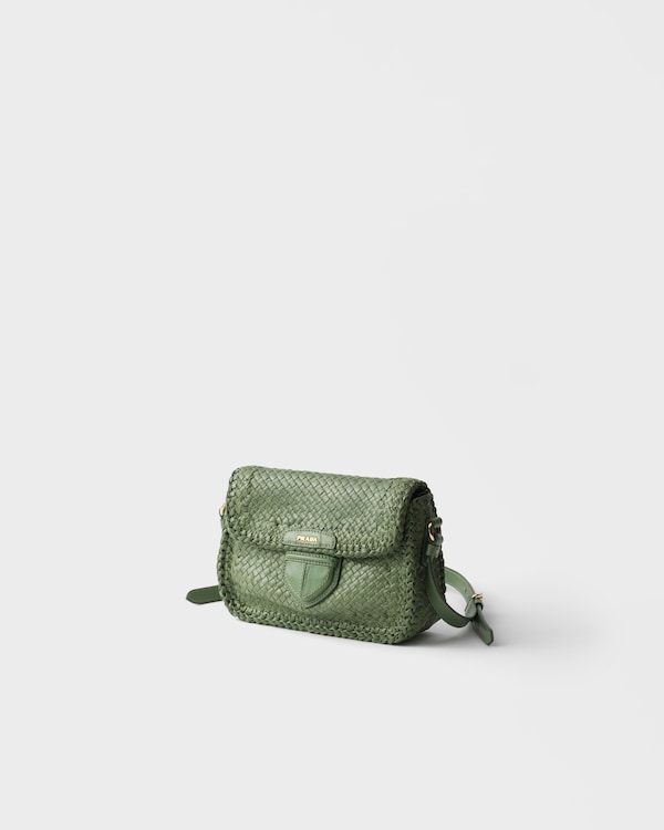 Woven leather mini shoulder bag - Aquamarine Woven leather mini shoulder bag - Aquamarine