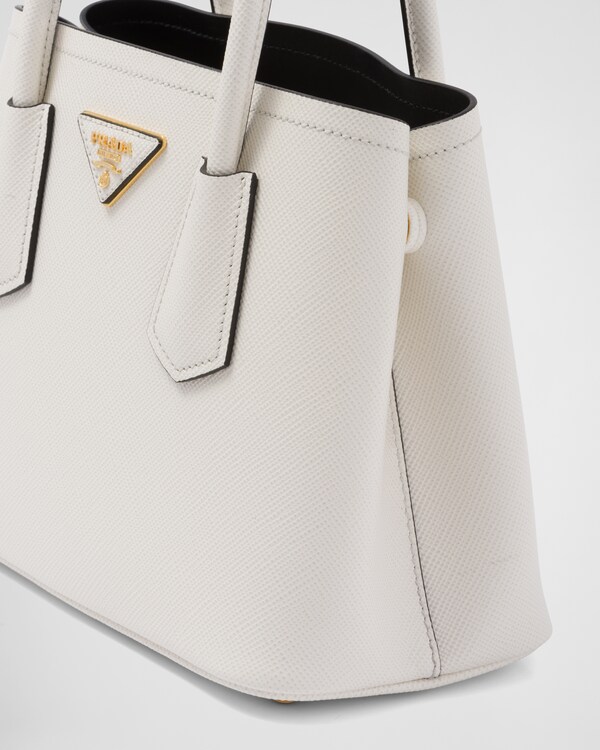 Prada Double small Saffiano leather bag - White/Black Prada Double small Saffiano leather bag - White/Black