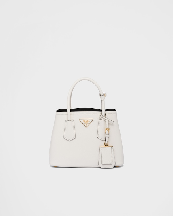 Prada Double small Saffiano leather bag - White/Black Prada Double small Saffiano leather bag - White/Black
