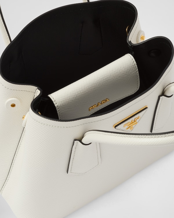 Prada Double small Saffiano leather bag - White/Black Prada Double small Saffiano leather bag - White/Black
