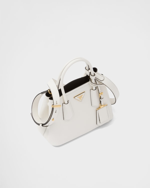 Prada Double small Saffiano leather bag - White/Black Prada Double small Saffiano leather bag - White/Black
