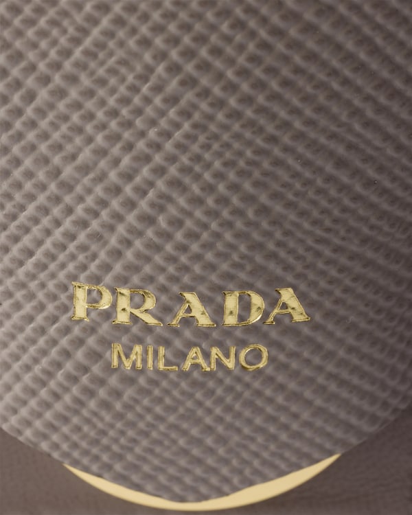 Prada Double小号Saffiano皮革手袋 - 泥灰色/黑色 Prada Double小号Saffiano皮革手袋 - 泥灰色/黑色