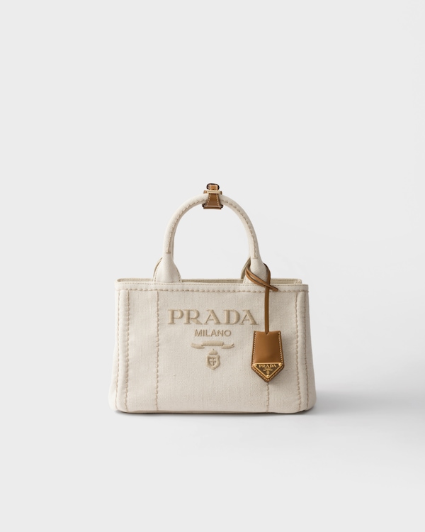Prada Jardinière small linen blend handbag - Natural Prada Jardinière small linen blend handbag - Natural