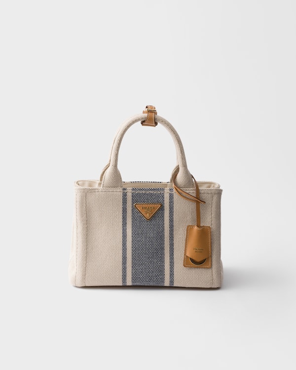 Prada Jardinière 小号棉质帆布袋 - 米色/波罗的海蓝色 Prada Jardinière 小号棉质帆布袋 - 米色/波罗的海蓝色
