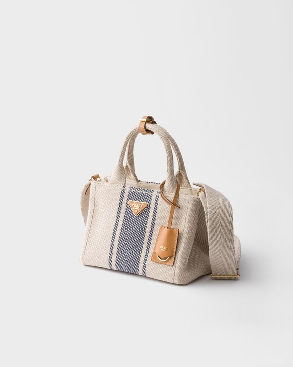 Prada Jardinière 小号棉质帆布袋 - 米色/波罗的海蓝色 Prada Jardinière 小号棉质帆布袋 - 米色/波罗的海蓝色