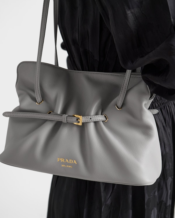 Prada Dada 小号Nappa皮革手袋 - 花岗岩灰 Prada Dada 小号Nappa皮革手袋 - 花岗岩灰