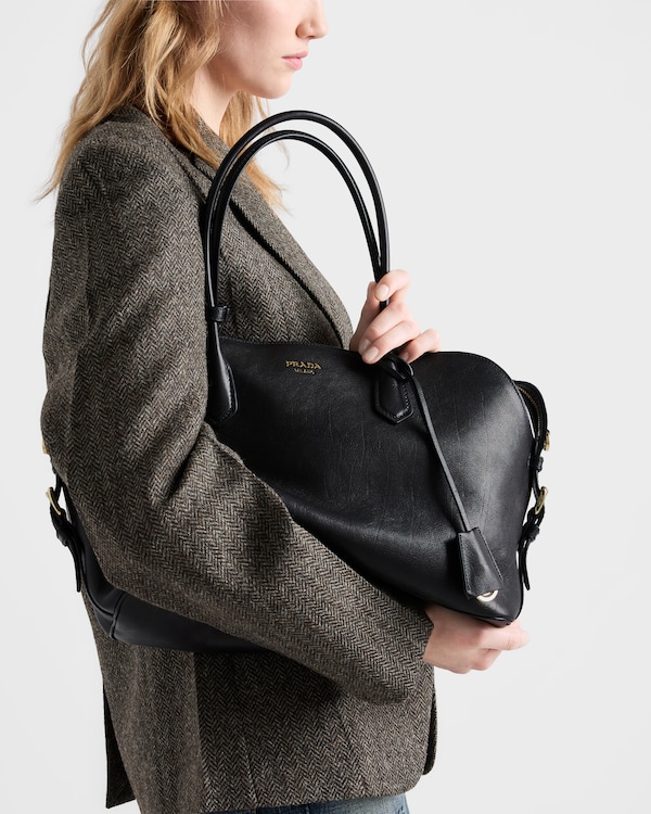 Large leather tote bag - Black Large leather tote bag - Black