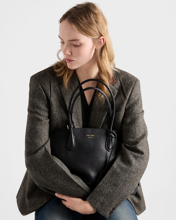 Large leather tote bag - Black Large leather tote bag - Black