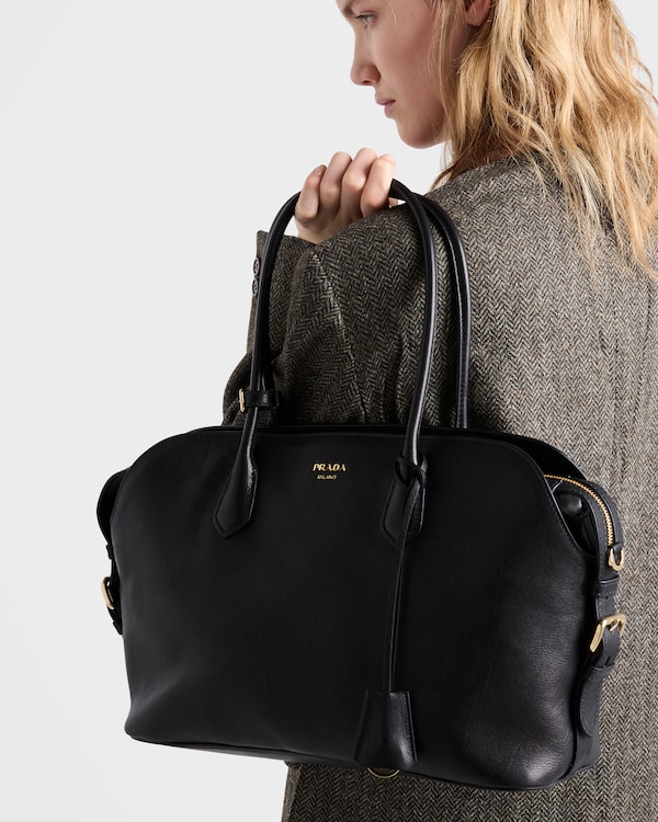 Large leather tote bag - Black Large leather tote bag - Black