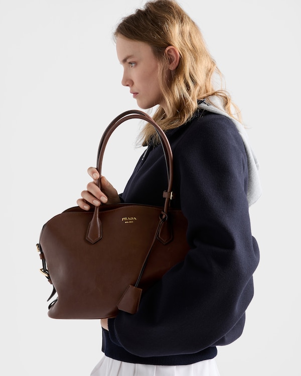 Large leather tote bag - Cocoa Large leather tote bag - Cocoa