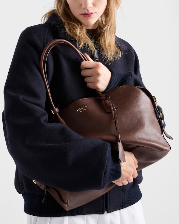 Large leather tote bag - Cocoa Large leather tote bag - Cocoa