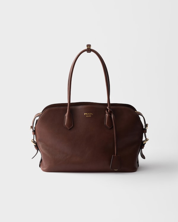 Large leather tote bag - Cocoa Large leather tote bag - Cocoa