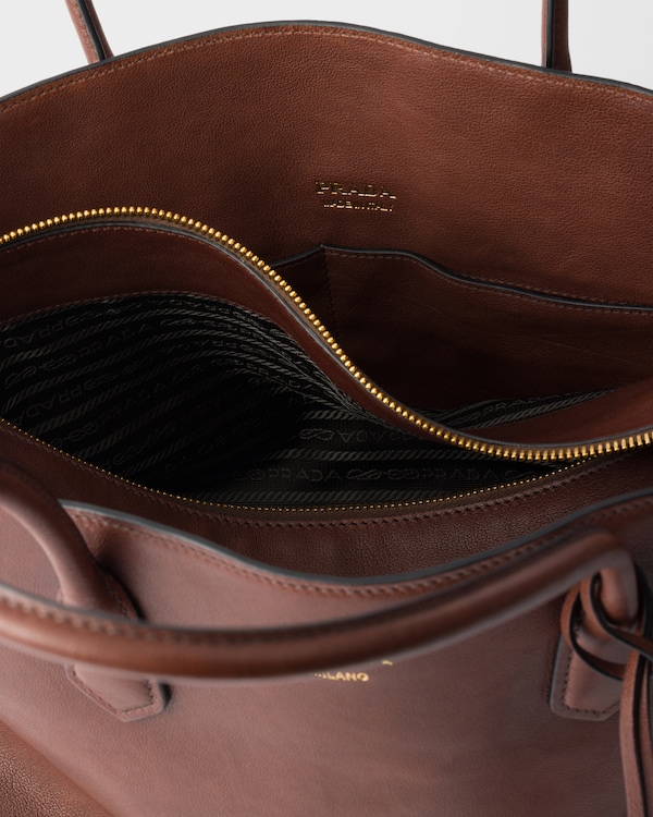 Large leather tote bag - Cocoa Large leather tote bag - Cocoa