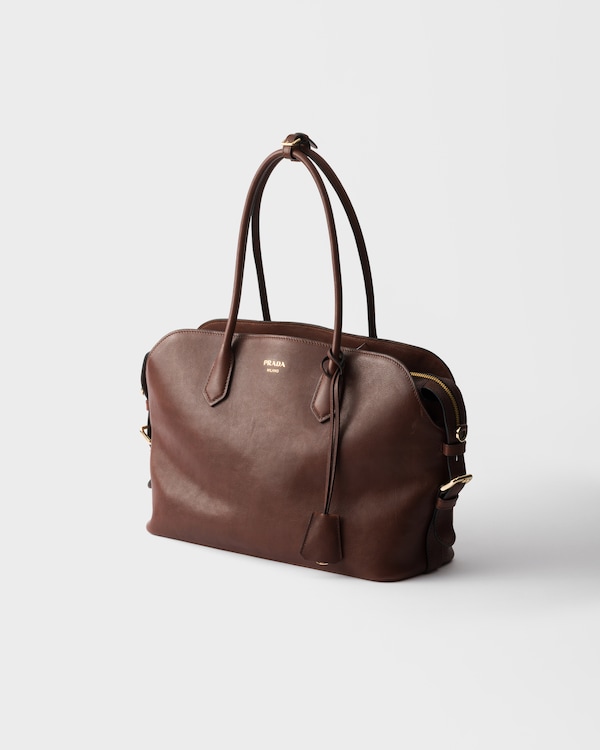 Large leather tote bag - Cocoa Large leather tote bag - Cocoa