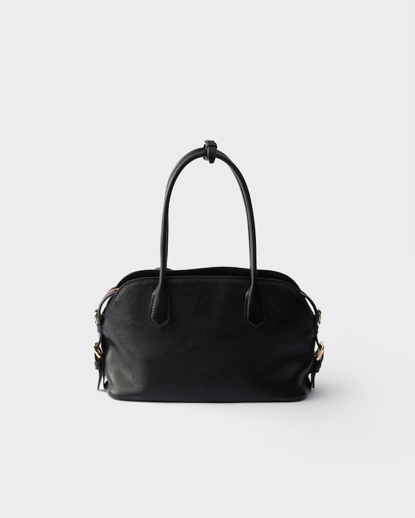 Prada Signet 中号皮革托特包 - 黑色 Prada Signet 中号皮革托特包 - 黑色