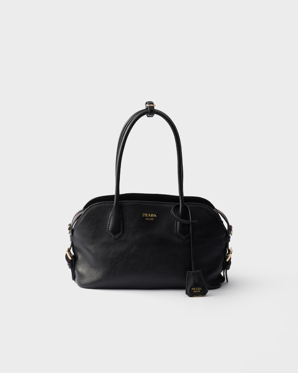 Prada Signet 中号皮革托特包 - 黑色 Prada Signet 中号皮革托特包 - 黑色