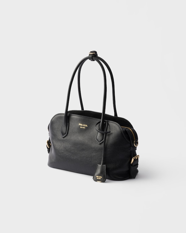 Prada Signet 中号皮革托特包 - 黑色 Prada Signet 中号皮革托特包 - 黑色