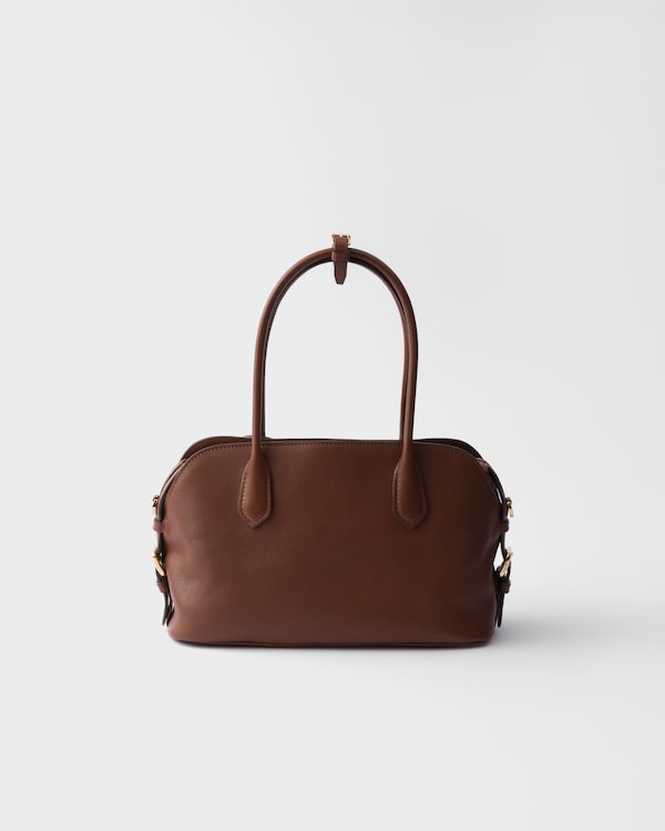 Prada Signet 中号皮革托特包 - 栗褐色 Prada Signet 中号皮革托特包 - 栗褐色