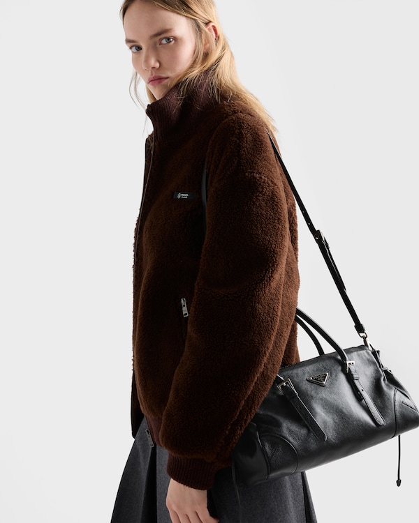 Prada Bonnie中号复古皮革托特包 - 黑色 Prada Bonnie中号复古皮革托特包 - 黑色
