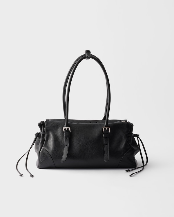 Prada Bonnie中号复古皮革托特包 - 黑色 Prada Bonnie中号复古皮革托特包 - 黑色