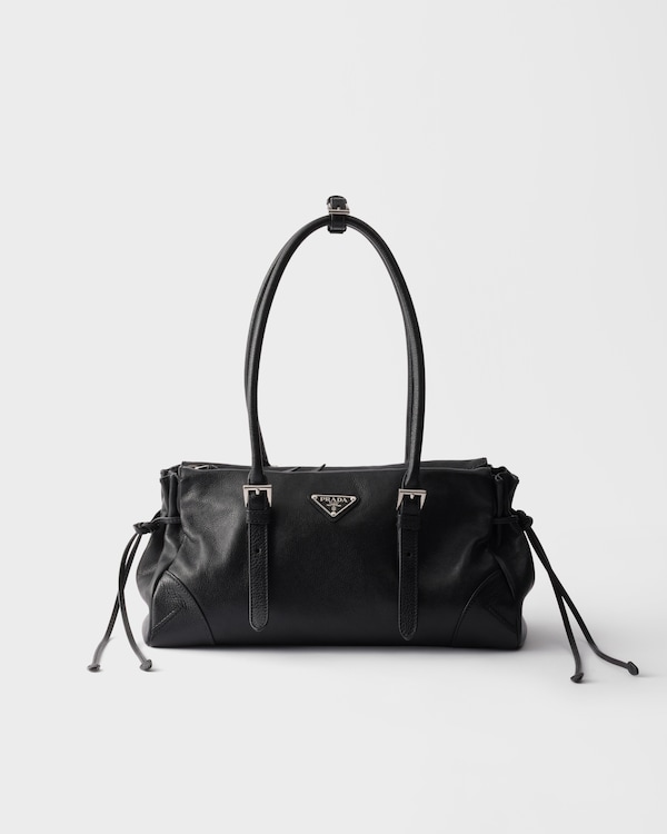 Prada Bonnie中号复古皮革托特包 - 黑色 Prada Bonnie中号复古皮革托特包 - 黑色
