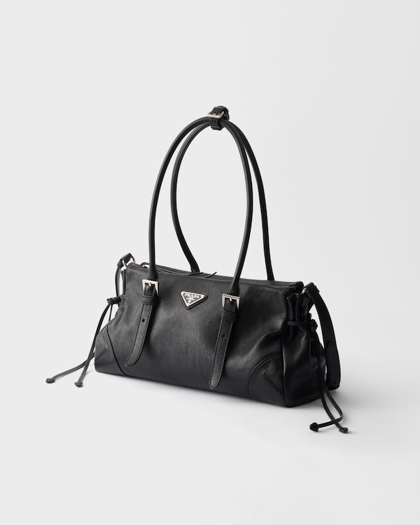 Prada Bonnie中号复古皮革托特包 - 黑色 Prada Bonnie中号复古皮革托特包 - 黑色