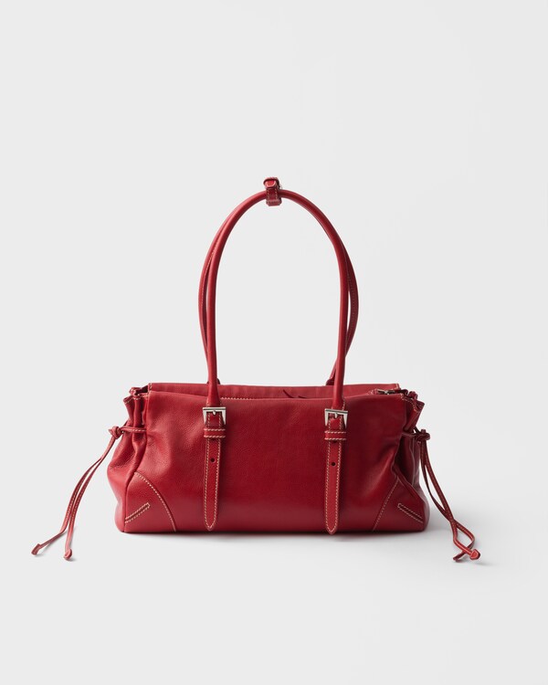 Prada Bonnie中号复古皮革托特包 - 红色 Prada Bonnie中号复古皮革托特包 - 红色