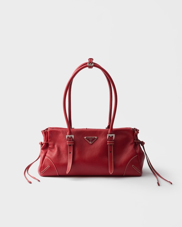 Prada Bonnie中号复古皮革托特包 - 红色 Prada Bonnie中号复古皮革托特包 - 红色