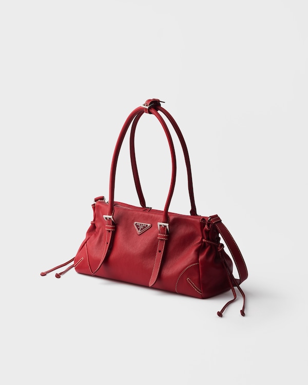 Prada Bonnie中号复古皮革托特包 - 红色 Prada Bonnie中号复古皮革托特包 - 红色