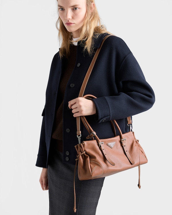 Prada Bonnie中号复古皮革托特包 - 栗褐色 Prada Bonnie中号复古皮革托特包 - 栗褐色