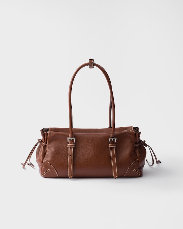 Prada Bonnie中号复古皮革托特包 - 栗褐色 Prada Bonnie中号复古皮革托特包 - 栗褐色