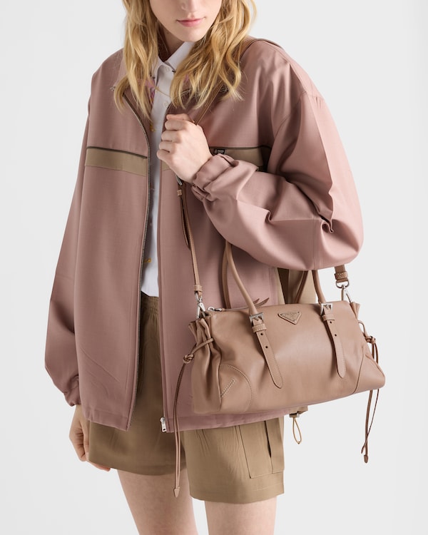 Prada Bonnie中号复古皮革托特包 - 豆沙色 Prada Bonnie中号复古皮革托特包 - 豆沙色