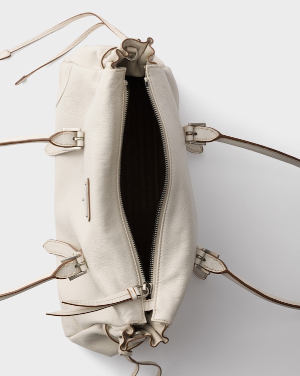 Prada Karin中号复古皮革托特包 - 粉笔白 Prada Karin中号复古皮革托特包 - 粉笔白